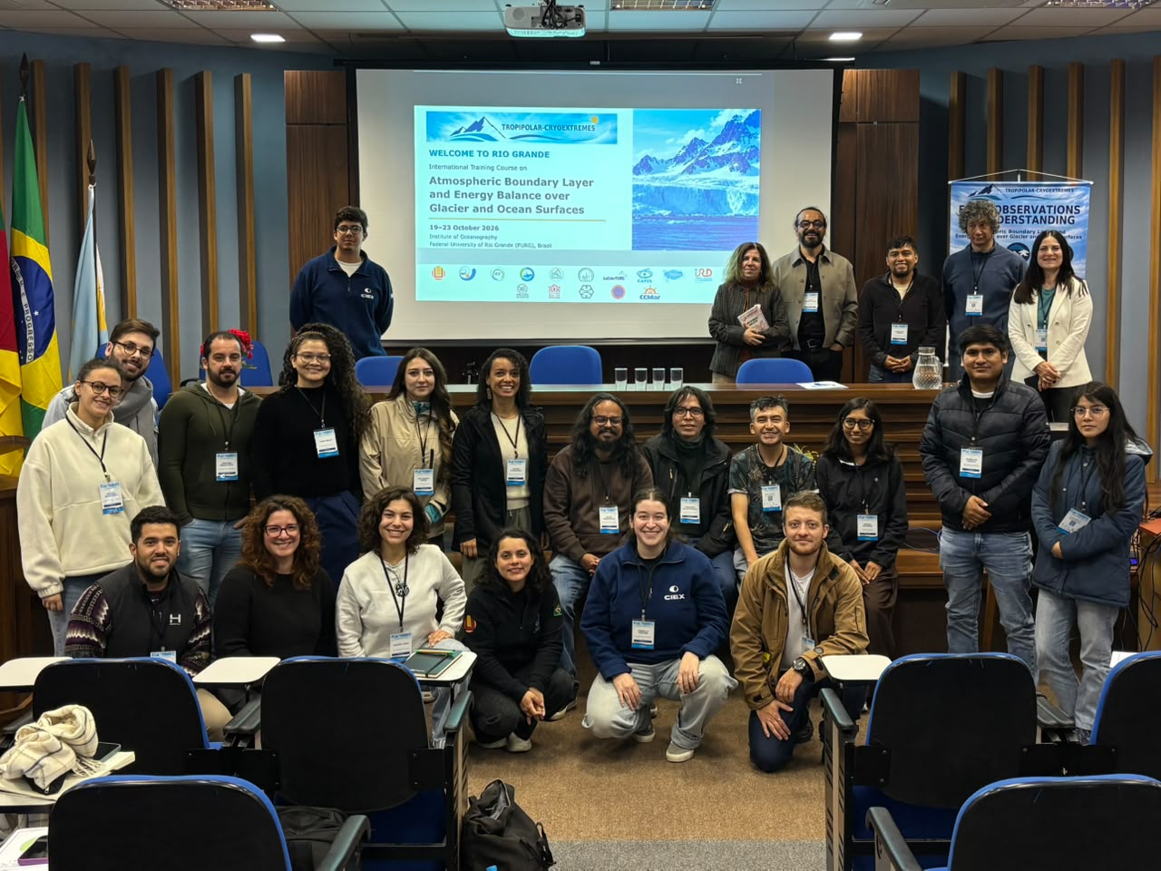 Instituto de Oceanografia da FURG realiza curso internacional sobre interações entre atmosfera, oceanos e geleiras